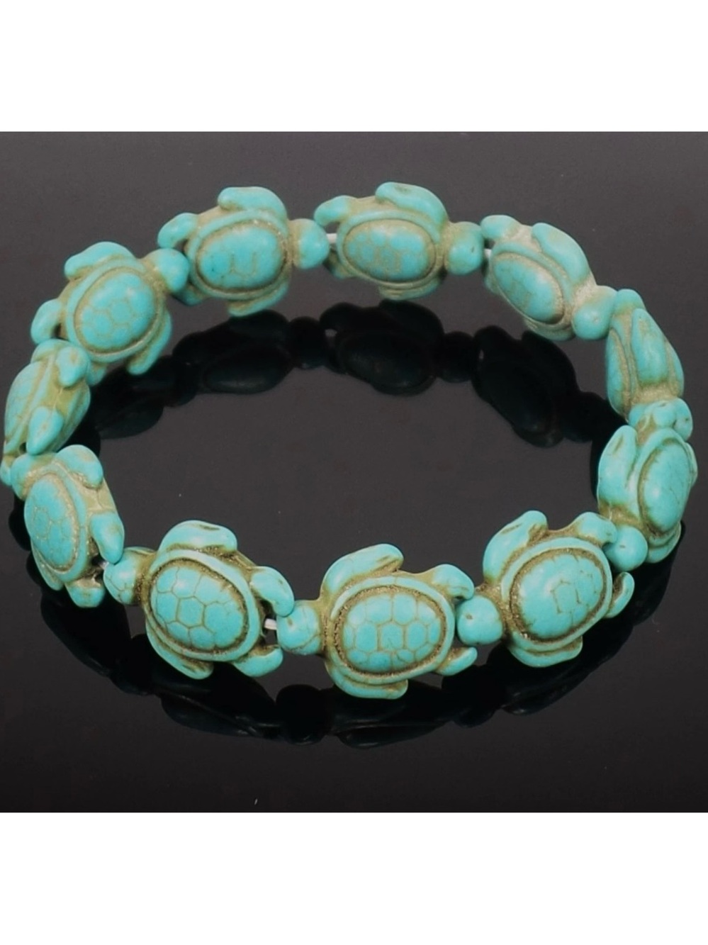 ⚡️ Turquoise Howlite Turtle Bracelet 7”-8 1/2” stretchy NEW